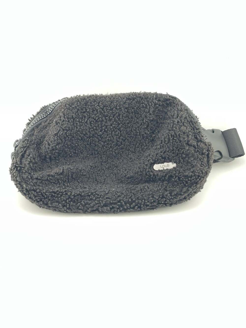 Lolë Sherpa Fleece Belt Bag Black Crossbody Sling Adjustable Strap MAW0143